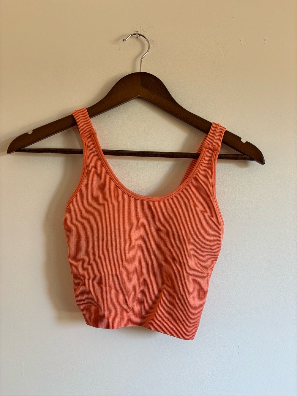 90 Degree By Reflex Coral-Orange Ribbed Tank Top